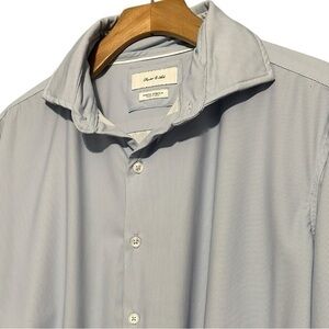 Porter & Ash Men’s Size L Blue White Mini Houndstooth Button Down Shirt